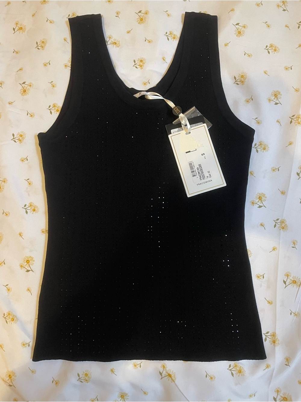 Fracomina From Italy Black Sleeveless Sequin Tank Top -  Women